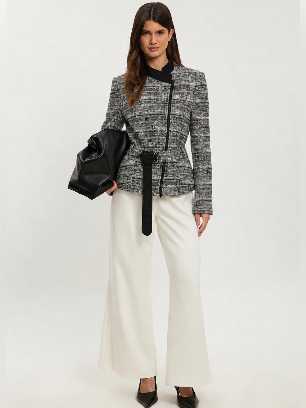 Akris Punto Tweed Zipper Blazer w/ Convertible Waist Belt 8